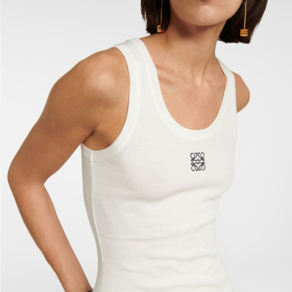 Loewe White Ribbed Tank Top